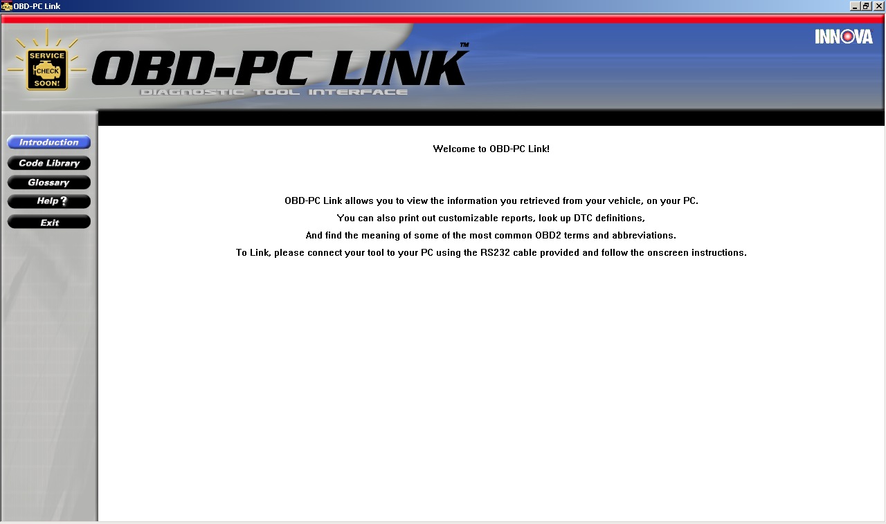 OBD-PC Link, программа OBD диагностики авто. diagobd innova obd pc link.