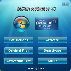 Se7en Activator v3 Genuine Microsoft Software. virus win del by hands se7en activator v3.