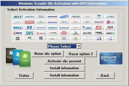 Windows 7Loader Slic Activation, OEM Info, by Orbit30 Release 5, опции программы. virus win del by hands win 7loader by orbit30 slic oem option.