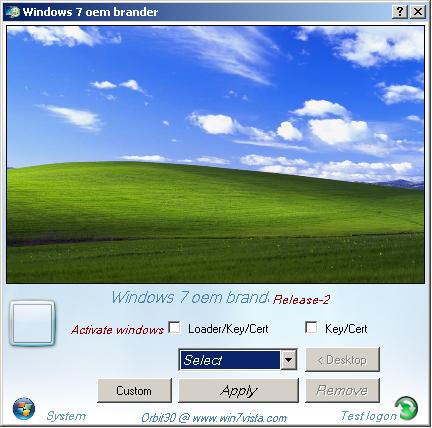 Windows 7 OEM Brander Activator by Orbit30 release 2, экран. virus win del by hands win7 oem brander by orbit30 r2 screen.