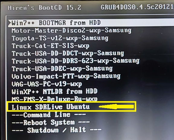 Строка меню загрузчика, согласно коду команд. boot linux livecd from hdd fig 20 grldr menu load string.