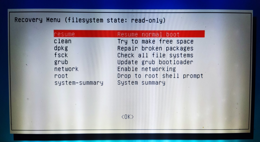 Меню команд и операций восстановления. boot linux livecd from hdd fig 40 recovery menu.
