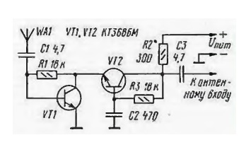 УКВ антенный усилитель на транзисторах КТ368 представляется мне - широкополосной схемой. rtlsdr rework 10 ant amp kt368.
