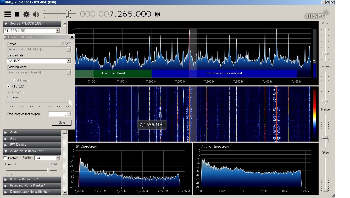 Радио на частоте 7265 khz, 3.2 MSPS, с максимальной дискретизацией. rtlsdr rework 8 05 7265khz 3200msps.