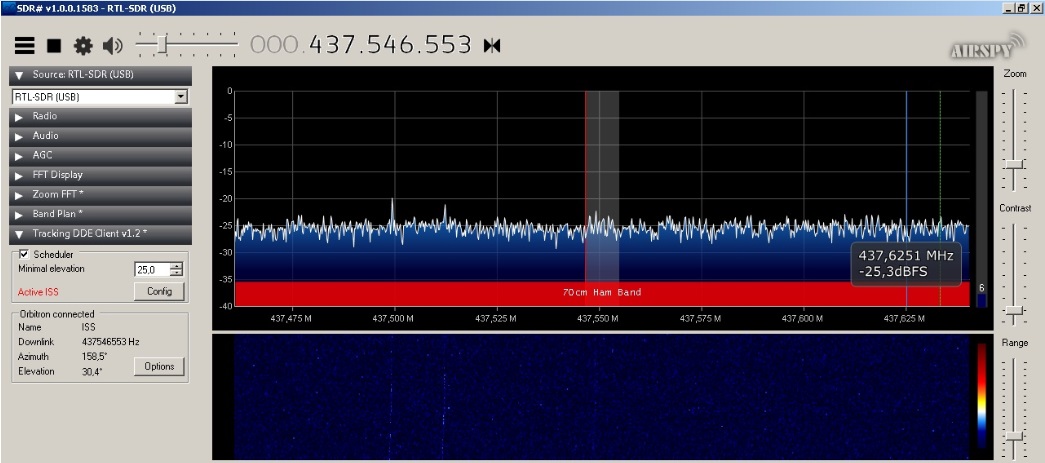Мониторинг сигналов спутников - спутник 25544.