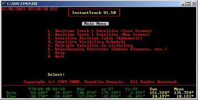 Программа InstantTrack v1.50. Главное меню. 31 instant track soft info 01.