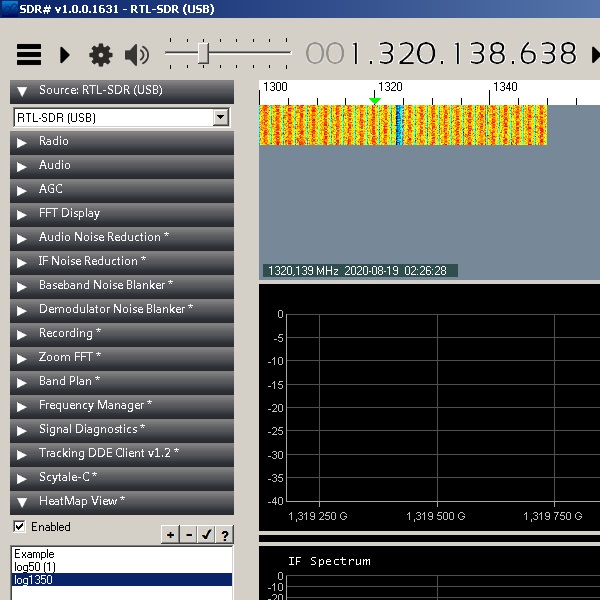 Расчет BIN Size на калькуляторе и проверка в диапазоне 1300 - 1350 мГц, полоса 50 мГц. use sdr plugin heatmap calc 1350mhz.