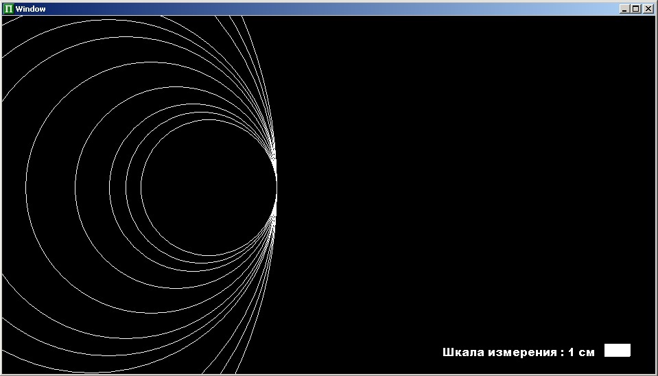 Модель зависимости силы увеличения линзы от фокусного расстояния, в натуральную величину, мм, подготовленная с помощью системы программирования Профт5. telescope 03 04.